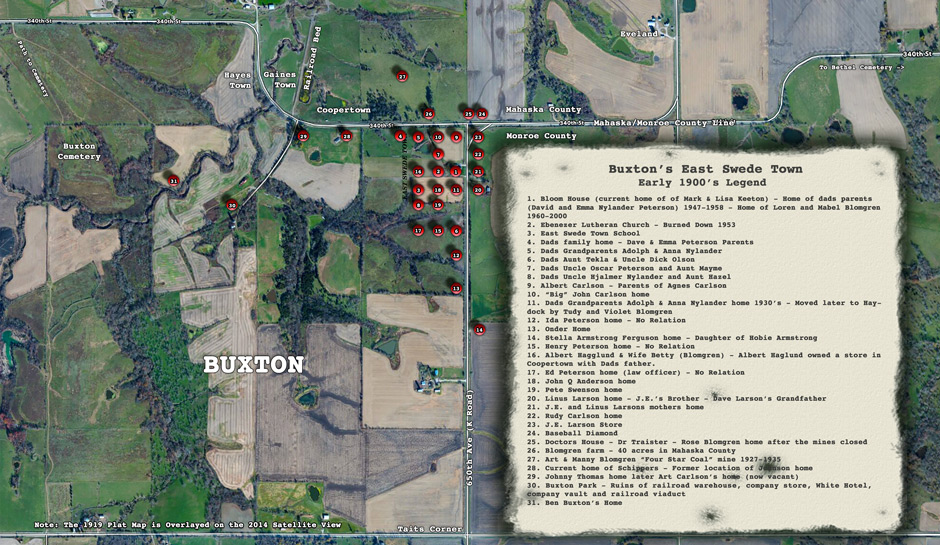 1900's Buxton Iowa and Suburbs Map