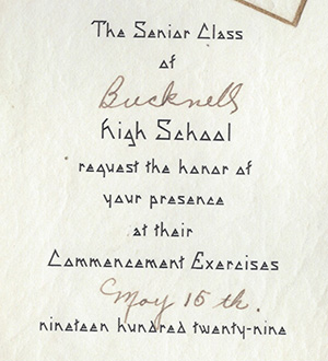 Francis Butcher 1928 Commencemant Invite