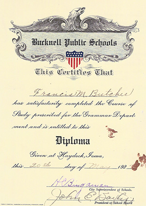 Francis M. Butcher Grammar Diploma