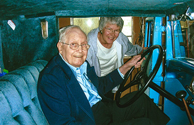 Francis and my sister Barbara in the Hupmobile he restored