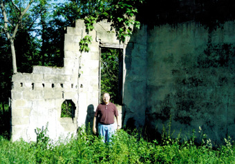Gary Johnson inside the ruins of his grandfather Edward Sampson’s Movie Theater